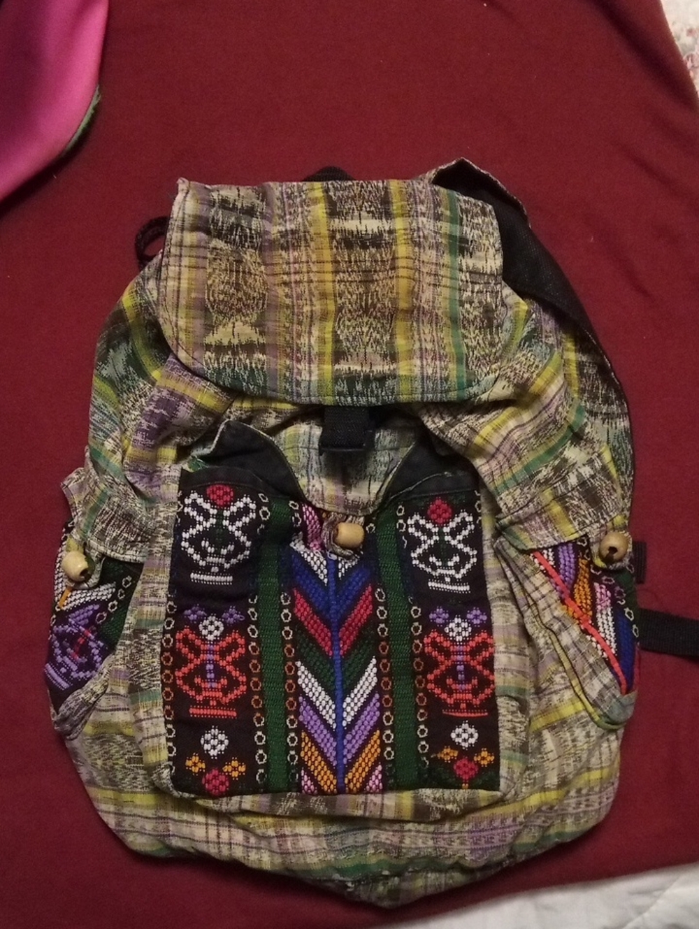 Source Unknown Multicolor Ethnic Embroidered Canvas Backpack